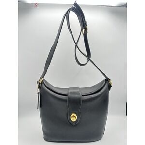 Coach 9948 Nottingham Bag Vtg Black Leather Crossbody Shoulder Bag Gold Hardware